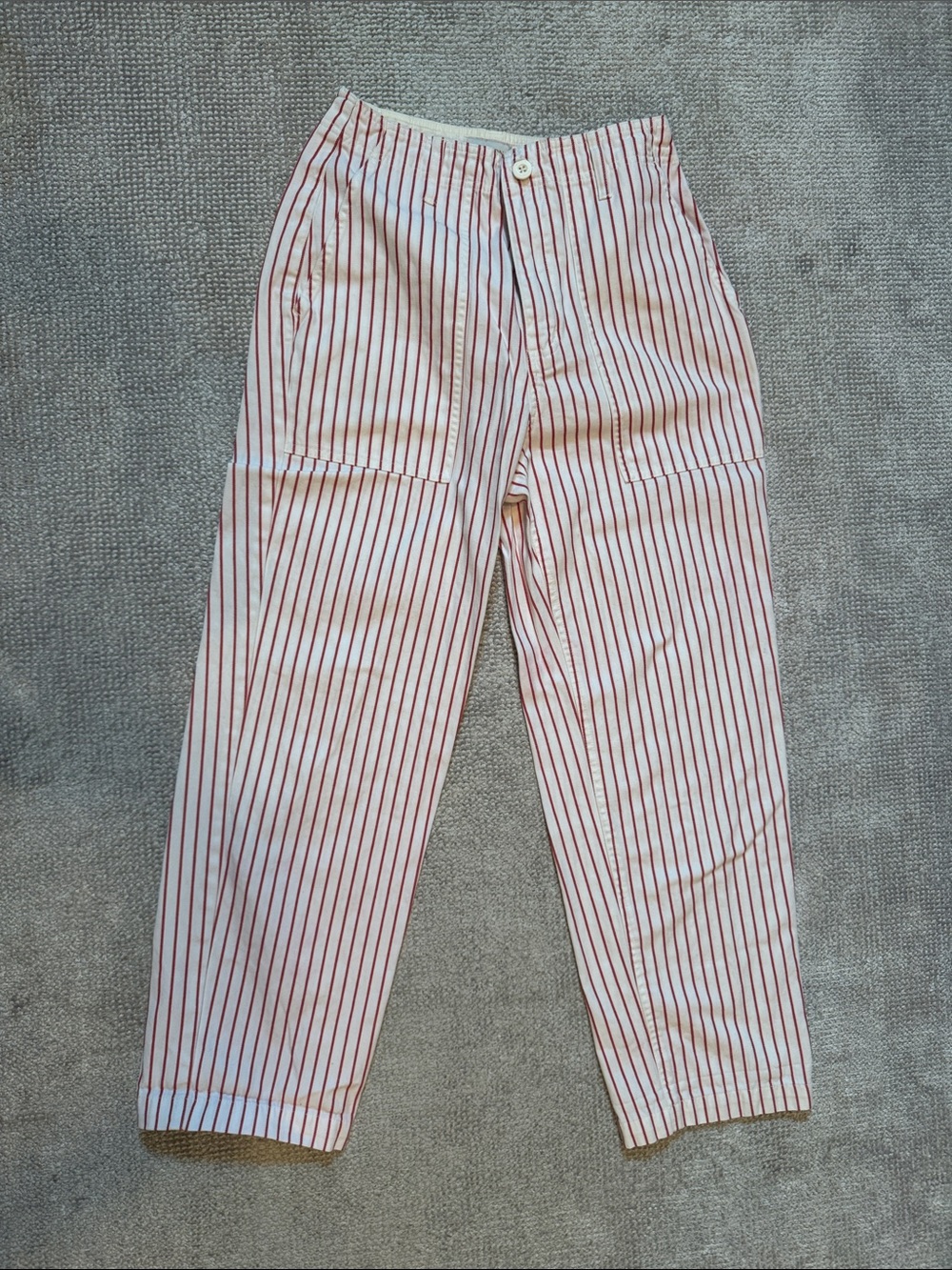 Brixton Red and White Striped Cotton Pants
